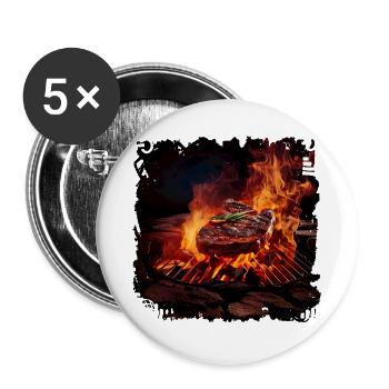 La viande est une source de protéines de haute qualité - Lot de 5 petits badges (25 mm) - blanc - Devant