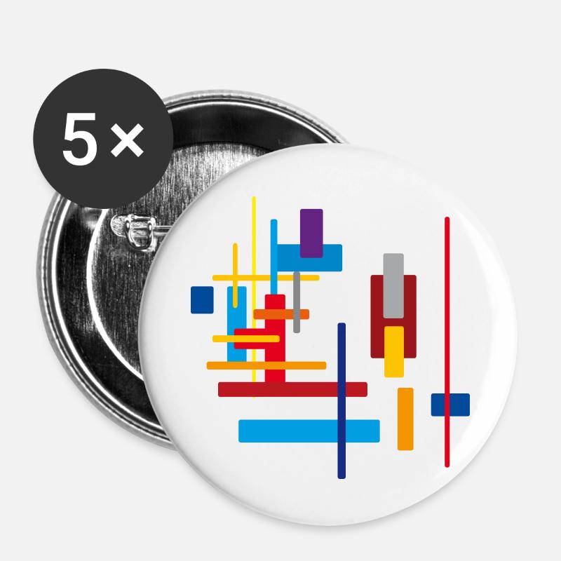 Bauklotz Architektur - Farben Muster - Buttons klein 25 mm (5er Pack) - Weiß