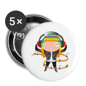 Mauviette - Lot de 5 petits badges (25 mm) - blanc - Devant