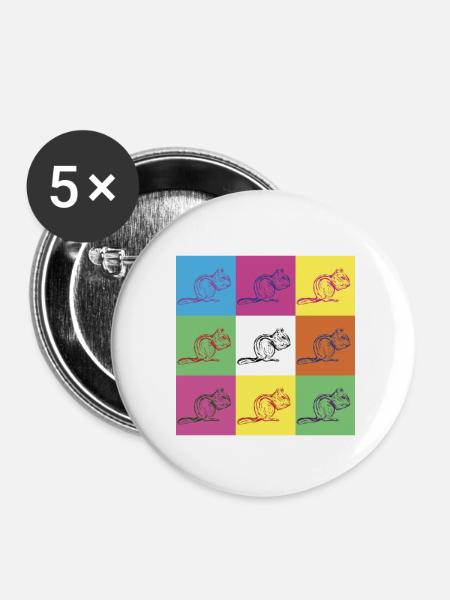 Eichhörnchen Design - Buttons klein 25 mm (5er Pack) - Weiß