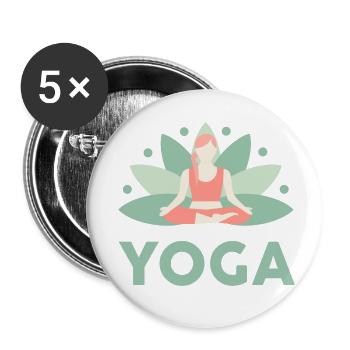 Yoga Meditation Lotusblüte Ruhe Entspannung Freude - Buttons klein 25 mm (5er Pack) - Weiß - Vorne