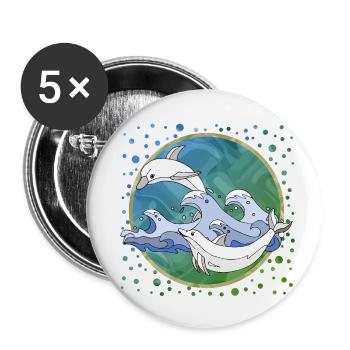 Dolphins - Buttons small 1''/25 mm (5-pack) - white - Front