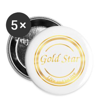 Logo, Design ,étoile dorée ,Texte - Lot de 5 petits badges (25 mm) - blanc - Devant