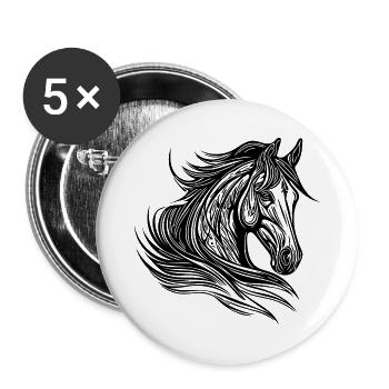 Proud stallion portrait with mane in the wind horses - Buttons small 1''/25 mm (5-pack) - white - Front