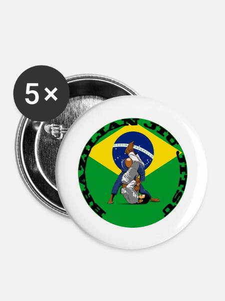 BJJ BRAZILIAN - Buttons klein 25 mm (5er Pack) - Weiß