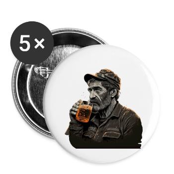 Exploitation minière souterraine Buveurs de bière - Lot de 5 petits badges (25 mm) - blanc - Devant