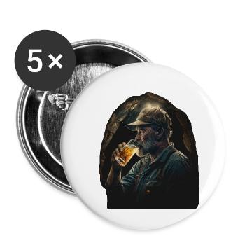 Miner's buddy with beer in the shaft - Buttons small 1''/25 mm (5-pack) - white - Front