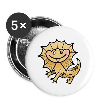 Rüschenhals-Eidechse - Buttons klein 25 mm (5er Pack) - Weiß - Vorne
