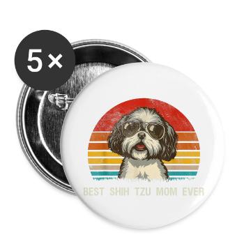 Beste Shih Tzu Mama aller Zeiten - Buttons klein 25 mm (5er Pack) - Weiß - Vorne