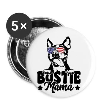 Bostie Mama Patriotic Boston Terrier Dog Lover - Buttons small 1''/25 mm (5-pack) - white - Front