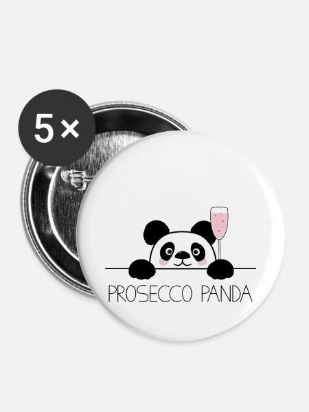 Lovable Prosecco Panda Shirtdesign - Buttons klein 25 mm (5er Pack) - Weiß