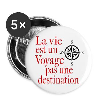 La vie est un voyage pas une destination - Lot de 5 petits badges (25 mm) - blanc - Devant