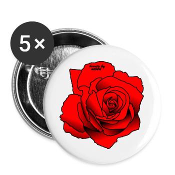 Rose rouge - Lot de 5 petits badges (25 mm) - blanc - Devant