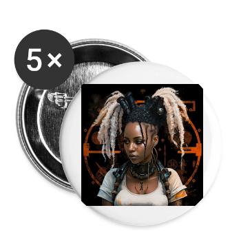 LAPIN BLANC OEUFS DE PAQUES femmes NOIRES - Lot de 5 petits badges (25 mm) - blanc - Devant