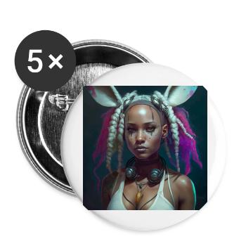 LAPIN BLANC OEUFS DE PAQUES blancs femmes NOIRES - Lot de 5 petits badges (25 mm) - blanc - Devant