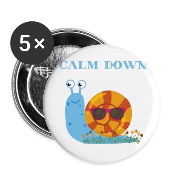 Calm Down Snail T-shirt Hoodie Design Chill - Buttons klein 25 mm (5er Pack) - Weiß - Vorne