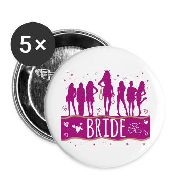 T-shirt EVJF Bachelorette party bride - Buttons small 1''/25 mm (5-pack) - white - Front