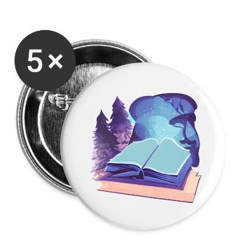 Reading Gift Book Readers Book Lovers Books - Buttons small 1''/25 mm (5-pack) - white - Front