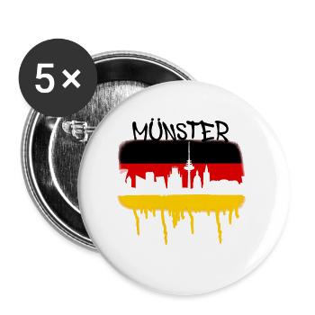 Münster, Germany, Flag, Graffiti,Skyline - Buttons small 1''/25 mm (5-pack) - white - Front