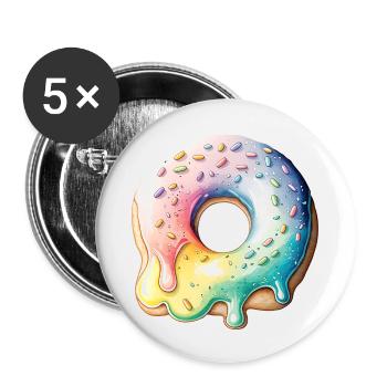 Donut Verkleidung Karneval Halloween Donuts Süsses - Buttons klein 25 mm (5er Pack) - Weiß - Vorne
