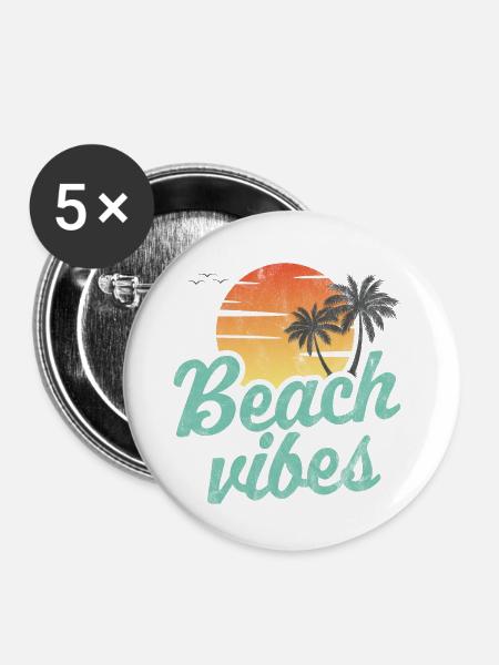 Strand-Vibes - Buttons klein 25 mm (5er Pack) - Weiß