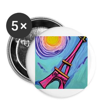 Paris Eiffel Tower van gogh - Buttons small 1''/25 mm (5-pack) - white - Front