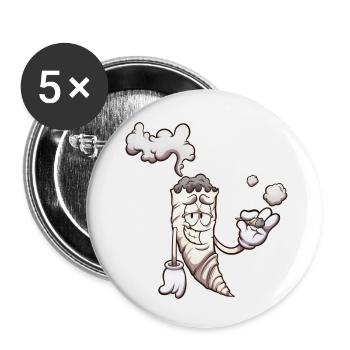 Lustiger Cartoon-Joint - Buttons klein 25 mm (5er Pack) - Weiß - Vorne