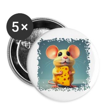 Dans la nature, les souris ne se nourrissent pas de fromage - Lot de 5 petits badges (25 mm) - blanc - Devant