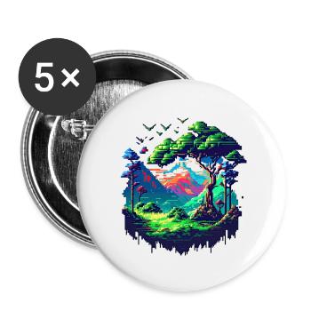 Pixel Odyssey - Buttons small 1''/25 mm (5-pack) - white - Front