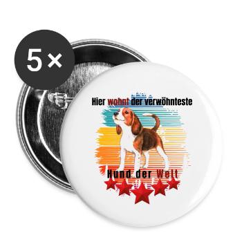 Hier wohnt der verwöhnteste Hund der Welt - Buttons klein 25 mm (5er Pack) - Weiß - Vorne
