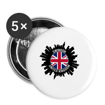 Swindon Skyline Uk Flag Travel Souvenir - Buttons small 1''/25 mm (5-pack) - white - Front