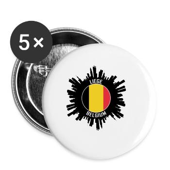 Liège Skyline Belgique Flag Souvenir de voyage - Lot de 5 petits badges (25 mm) - blanc - Devant