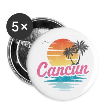 Cancun - Lot de 5 petits badges (25 mm) - blanc - Devant