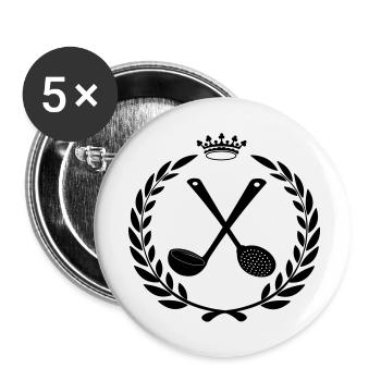 Soup spoon and slotted spoon crossed - Buttons small 1''/25 mm (5-pack) - white - Front