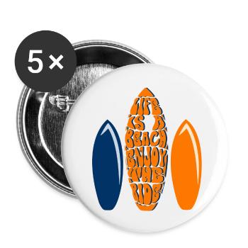 Life is a beach enjoy the ride orange et bleu roi - Lot de 5 petits badges (25 mm) - blanc - Devant