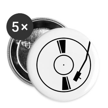Disque vinyle noir - Lot de 5 petits badges (25 mm) - blanc - Devant