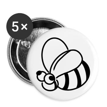 Biene - Buttons klein 25 mm (5er Pack) - Weiß - Vorne