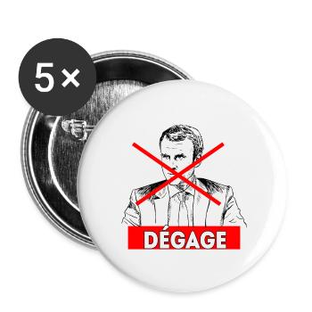 Macron dégage - Lot de 5 petits badges (25 mm) - blanc - Devant