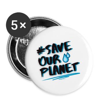 SAVE OUR PLANET - Buttons klein 25 mm (5er Pack) - Weiß - Vorne