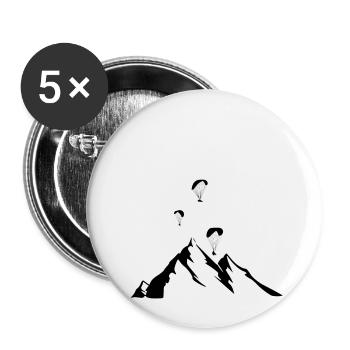 Gleitschirmflieger mit Berglandschaft - Buttons klein 25 mm (5er Pack) - Weiß - Vorne
