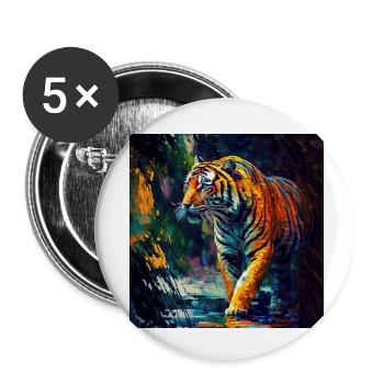 Bengal Tiger on the Prowl - Buttons small 1''/25 mm (5-pack) - white - Front