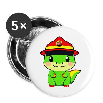 Dinosaur Fire Department - Buttons small 1''/25 mm (5-pack) - white - Front