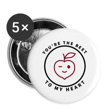 You're the beet to my heart Rote Beete - Buttons klein 25 mm (5er Pack) - Weiß - Vorne