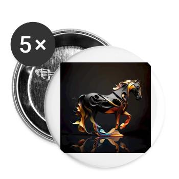 Fiery horse n°8 - Buttons small 1''/25 mm (5-pack) - white - Front