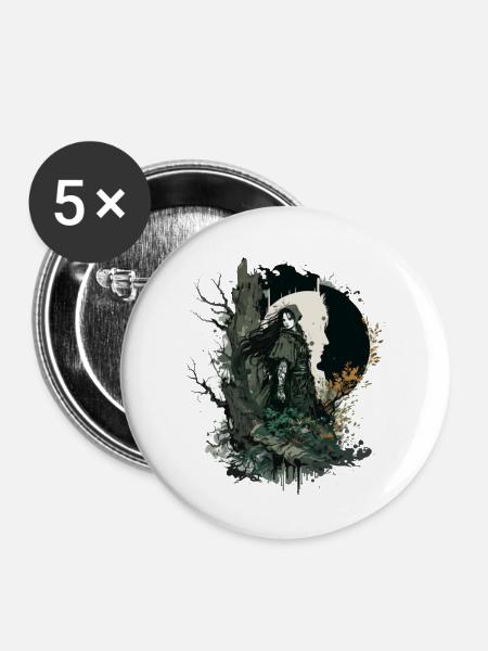 DRUIDA - Buttons klein 25 mm (5er Pack) - Weiß