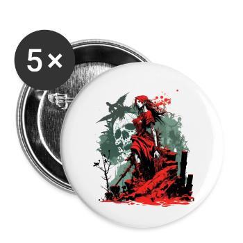 Rote Hexe - Buttons klein 25 mm (5er Pack) - Weiß - Vorne
