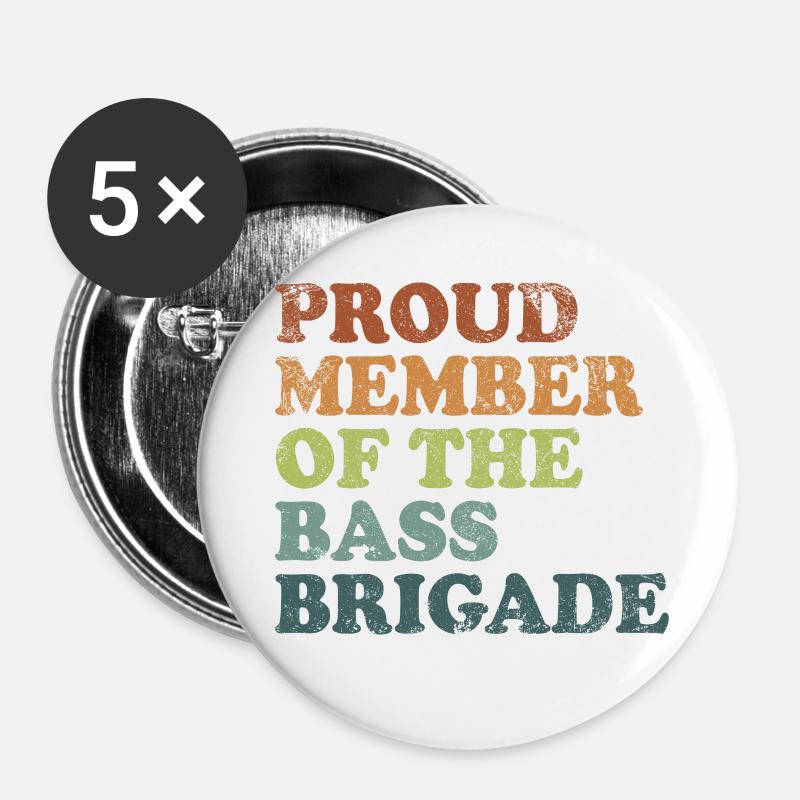 Stolt medlem af basbrigaden - retro mørk - Buttons/Badges lille, 25 mm (5-pack) - hvid