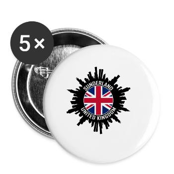 Sunderland Skyline Uk Flag Travel Souvenir - Buttons small 1''/25 mm (5-pack) - white - Front