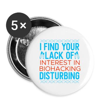 Conception de biohacking - Lot de 5 petits badges (25 mm) - blanc - Devant
