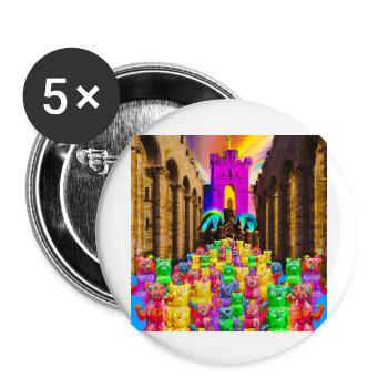 Haribbo Castle Gummibären Burg - Buttons klein 25 mm (5er Pack) - Weiß - Vorne